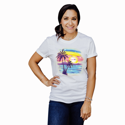 Adult Unisex Airbrush Palm Trees Solar Tee