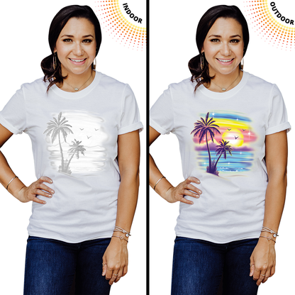 Adult Unisex Airbrush Palm Trees Solar Tee