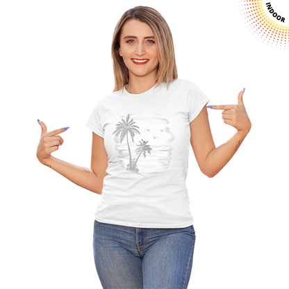 Women's Airbrush Palm Trees Solar Tee