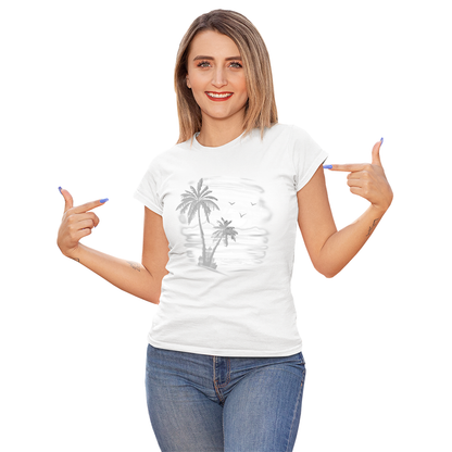 Women's Airbrush Palm Trees Solar Tee