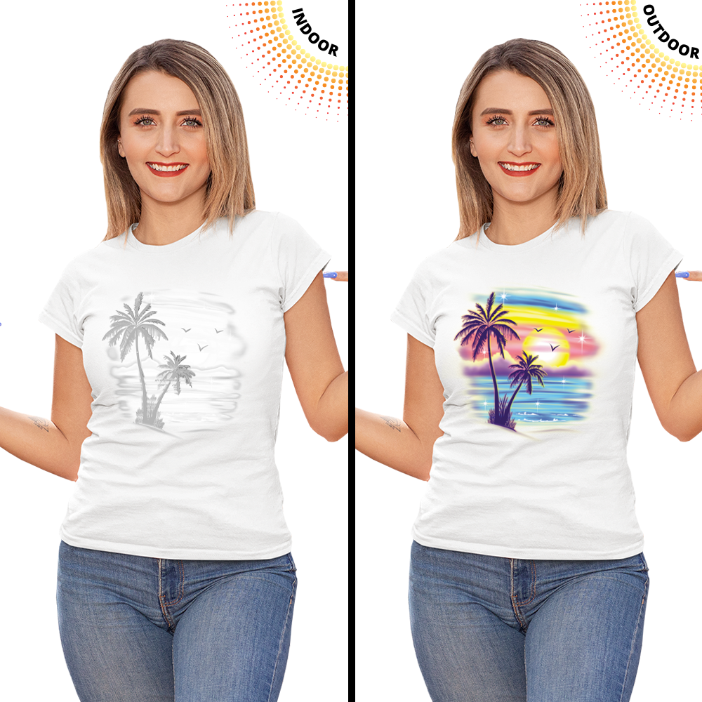 Women's Airbrush Palm Trees Solar Tee