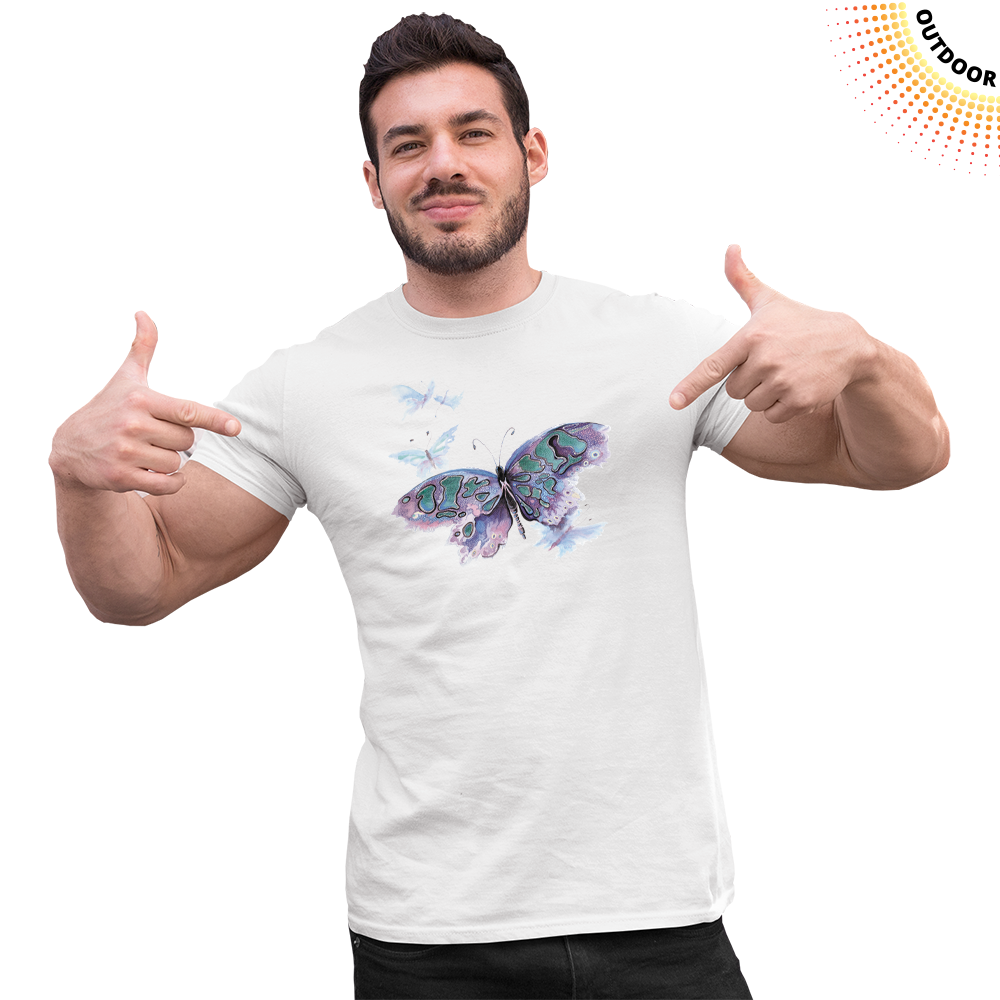 Adult Unisex Watercolor Butterfly Solar Tee