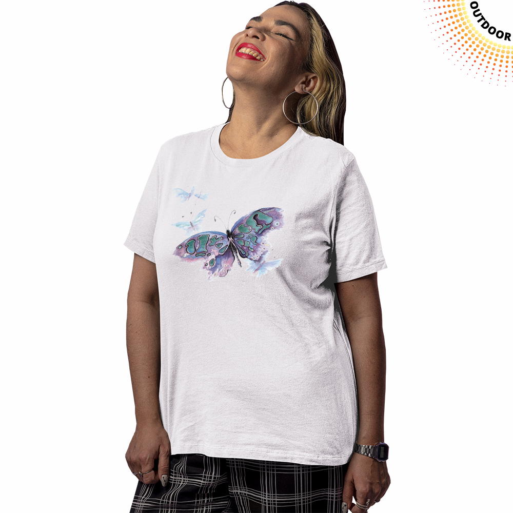 Adult Unisex Watercolor Butterfly Solar Tee