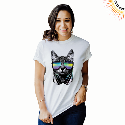 Adult Unisex DJ Cat Solar Tee