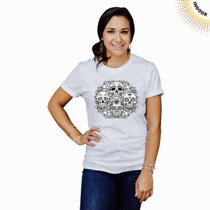 Adult Unisex Sugar Skulls Floral Solar Tee