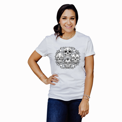 Adult Unisex Sugar Skulls Floral Solar Tee