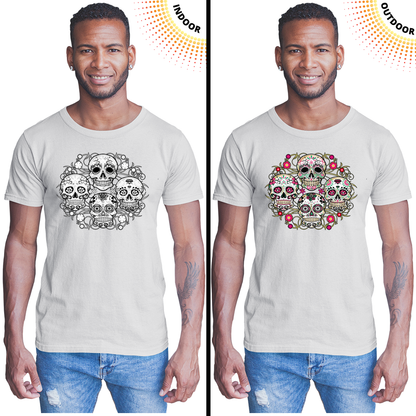 Adult Unisex Sugar Skulls Floral Solar Tee