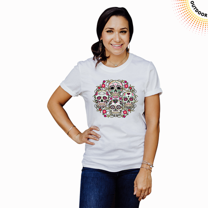 Adult Unisex Sugar Skulls Floral Solar Tee