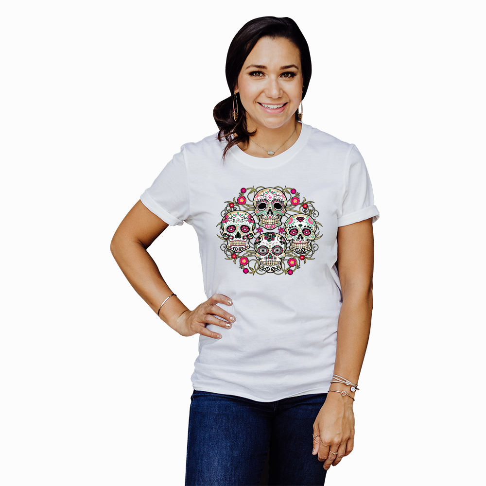 Adult Unisex Sugar Skulls Floral Solar Tee