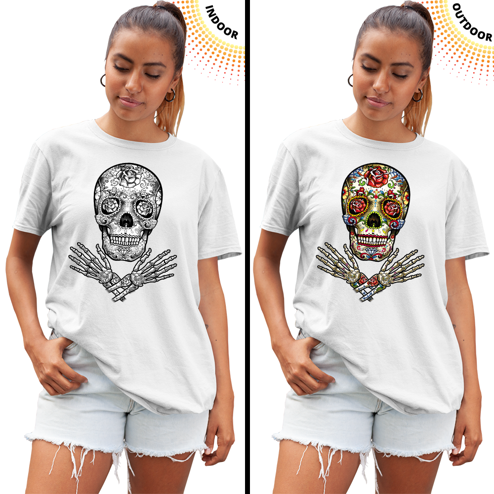 Adult Unisex Sugar Skulls Hands Solar Tee