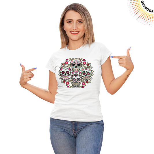 Women's Sugar Skulls Floral Solar Tee