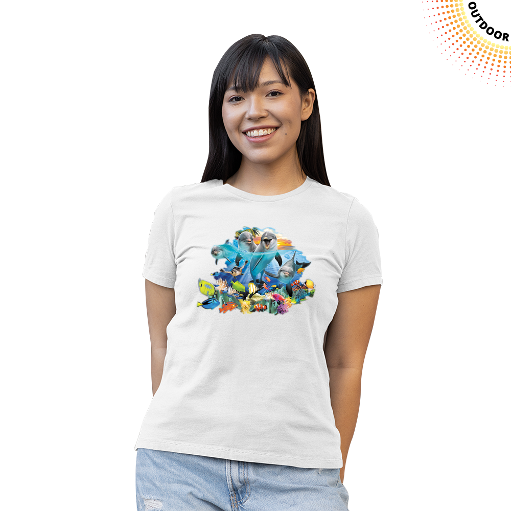 Women's Playful Dolphins Solar Tee