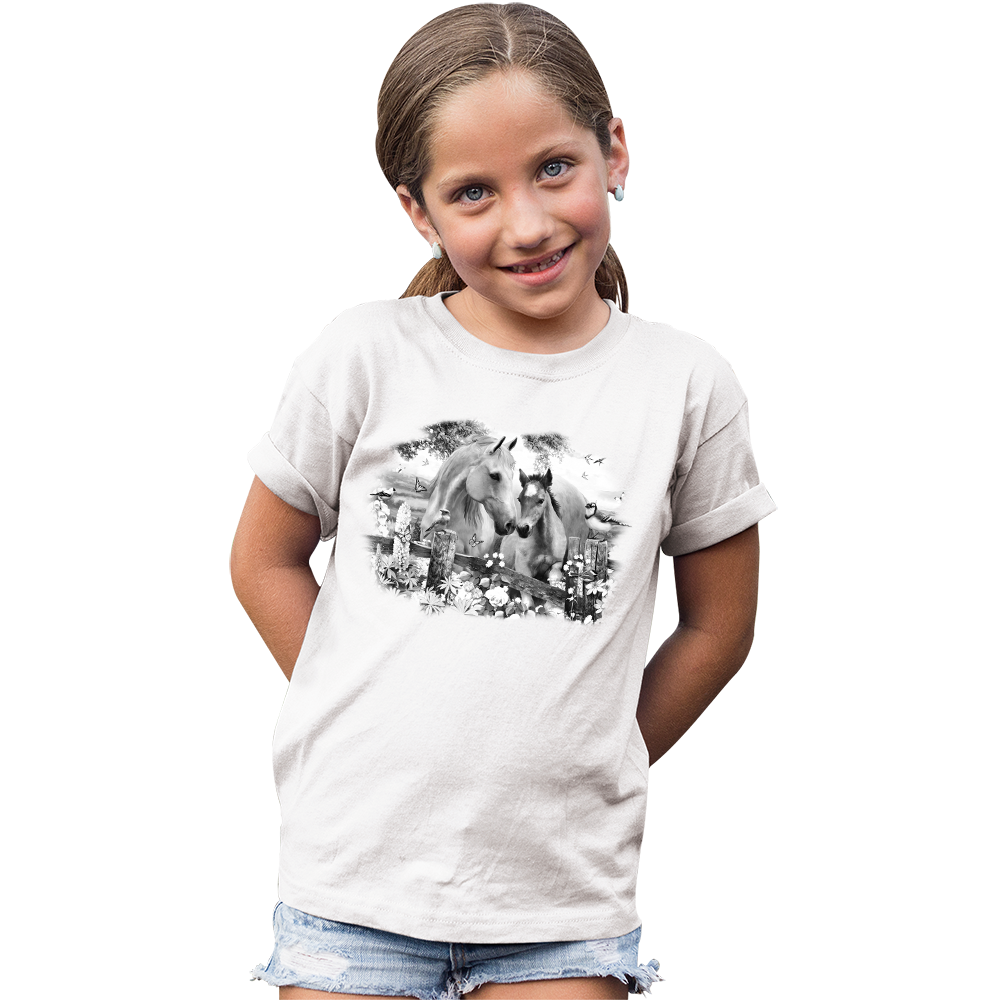 Kid's Hollyhock Horses Solar Tee