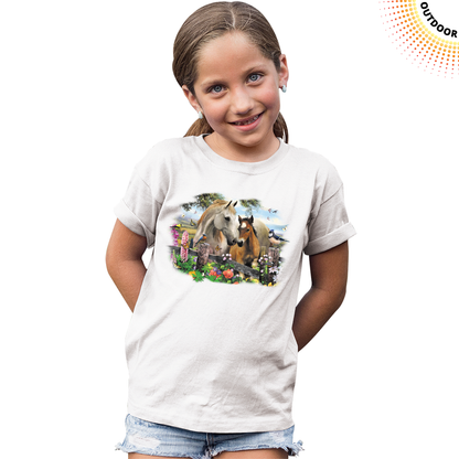 Kid's Hollyhock Horses Solar Tee