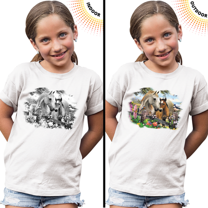 Kid's Hollyhock Horses Solar Tee