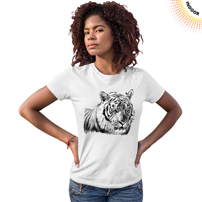 Women's Tiger Head Portrait Solar Tee