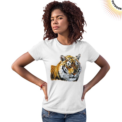 Women's Tiger Head Portrait Solar Tee