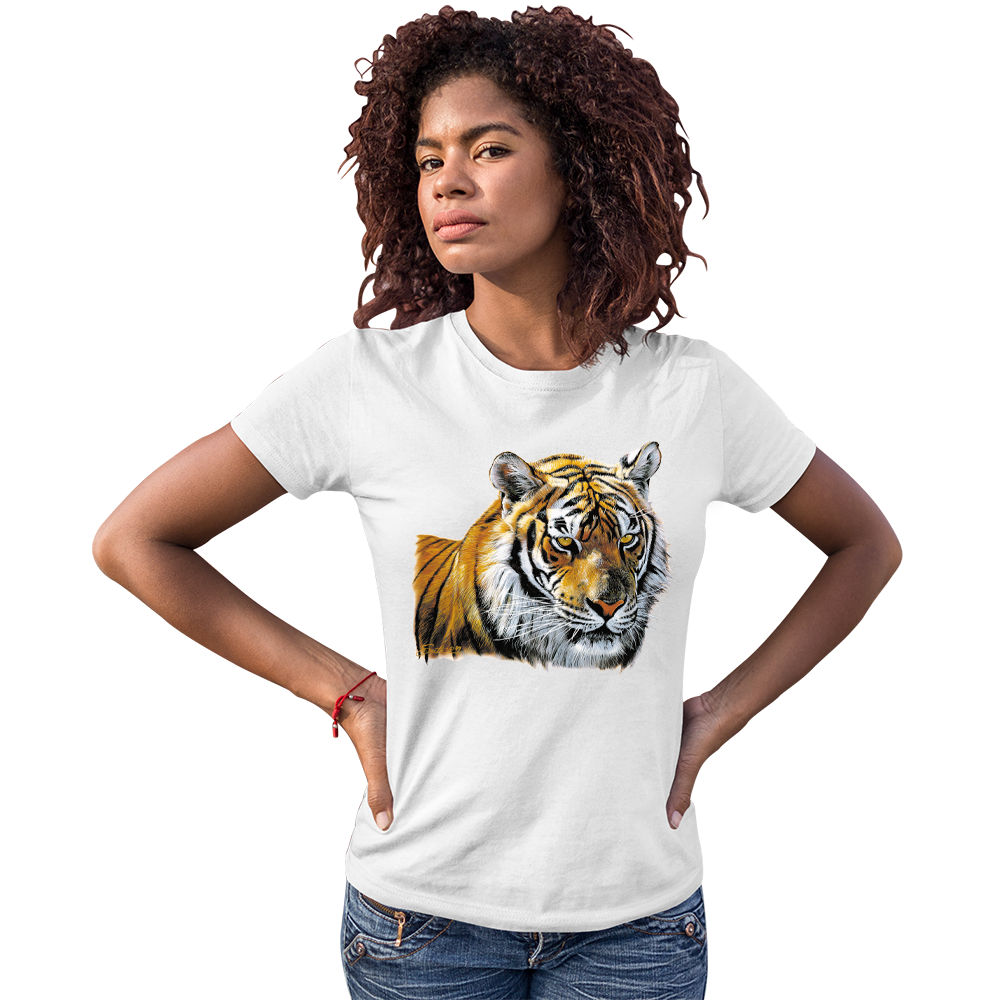 Women's Tiger Head Portrait Solar Tee