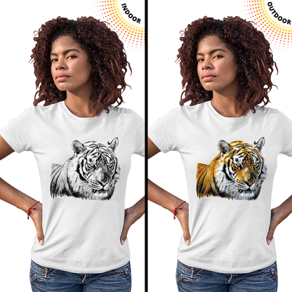 Women's Tiger Head Portrait Solar Tee