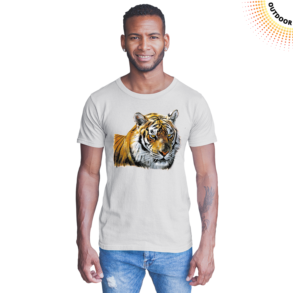 Adult Unisex Tiger Head Portrait Solar Tee