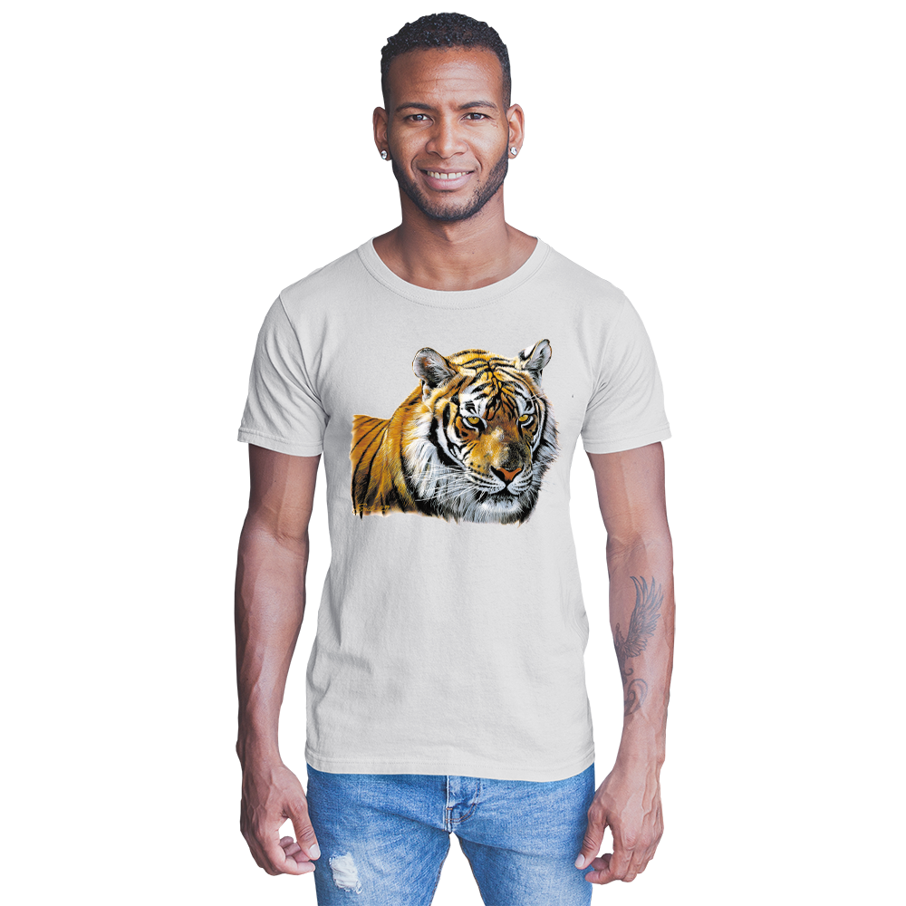 Adult Unisex Tiger Head Portrait Solar Tee