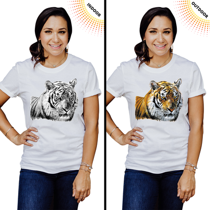 Adult Unisex Tiger Head Portrait Solar Tee