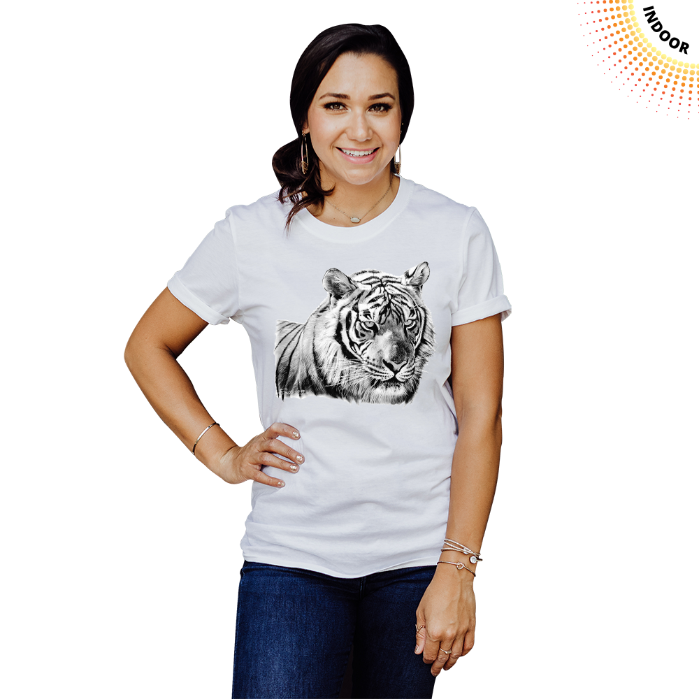 Adult Unisex Tiger Head Portrait Solar Tee