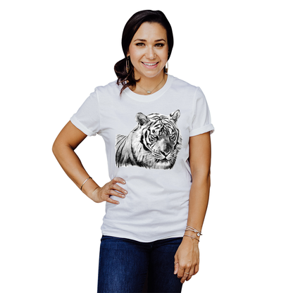 Adult Unisex Tiger Head Portrait Solar Tee