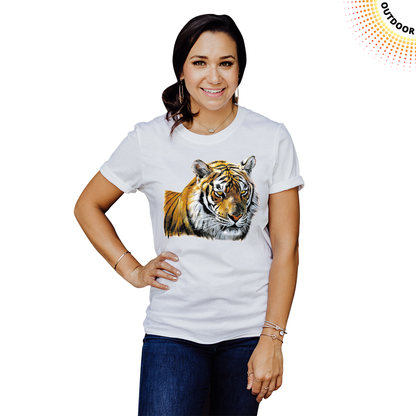 Adult Unisex Tiger Head Portrait Solar Tee