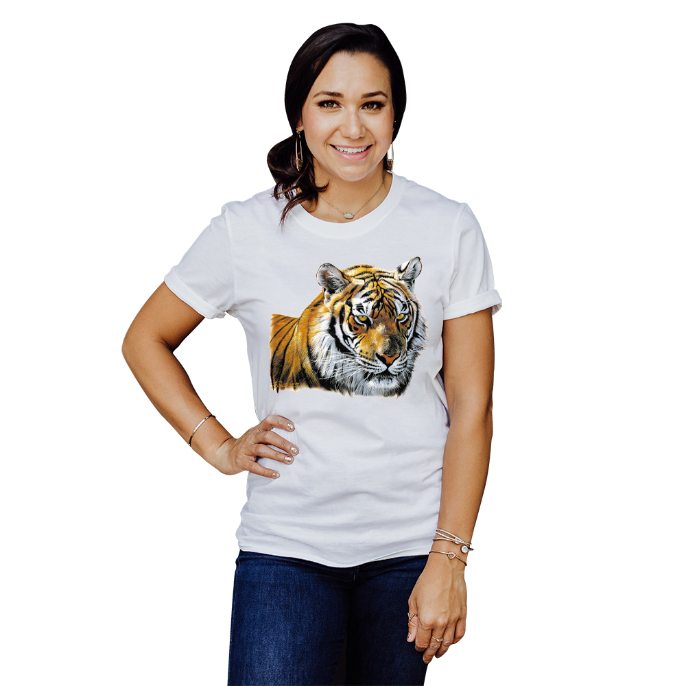 Adult Unisex Tiger Head Portrait Solar Tee