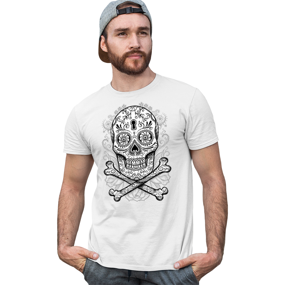 Adult Unisex Floral Skull Solar Tee