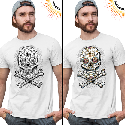 Adult Unisex Floral Skull Solar Tee