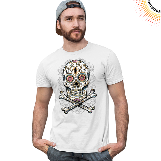 Adult Unisex Floral Skull Solar Tee