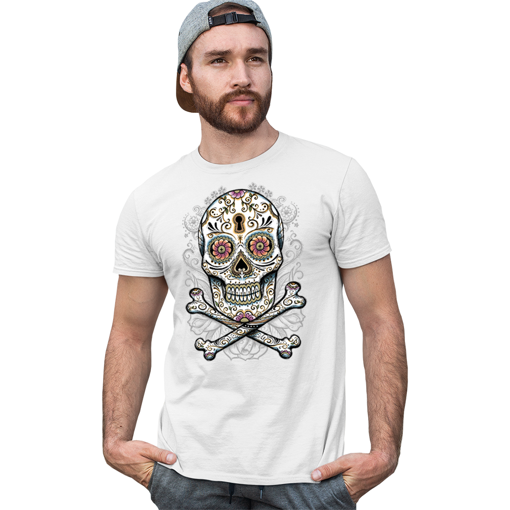 Adult Unisex Floral Skull Solar Tee