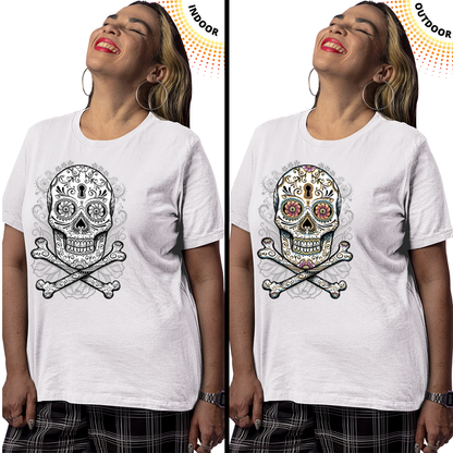 Adult Unisex Floral Skull Solar Tee