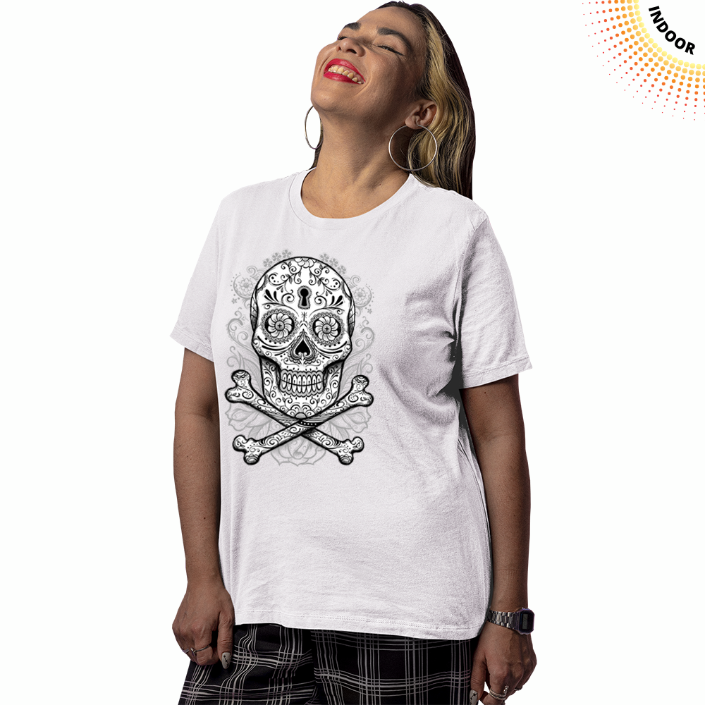 Adult Unisex Floral Skull Solar Tee