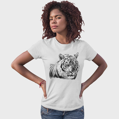 Women's Tiger Head Portrait Solar Tee